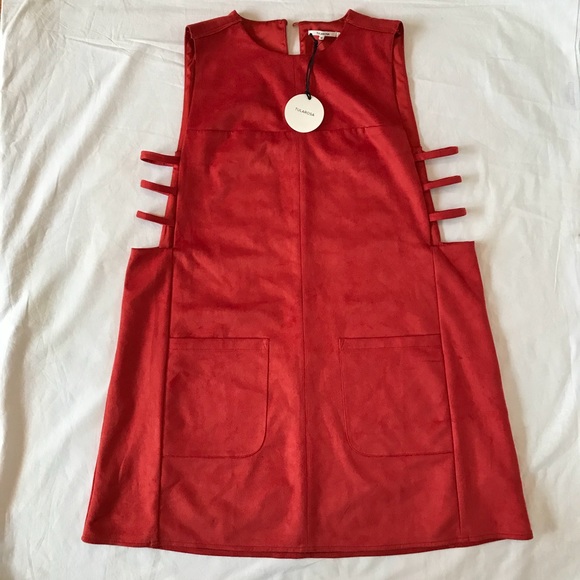 Tularosa Red faux suede dress size M red color - Picture 5 of 8